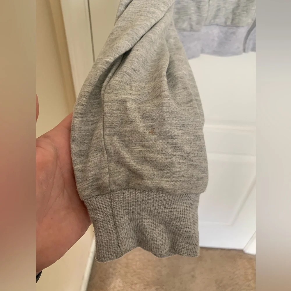Milanpavilion Zip Up Cropped Grey Drawstring Hoodie Jacket Casual Long Sleeve - Picture 14 of 15